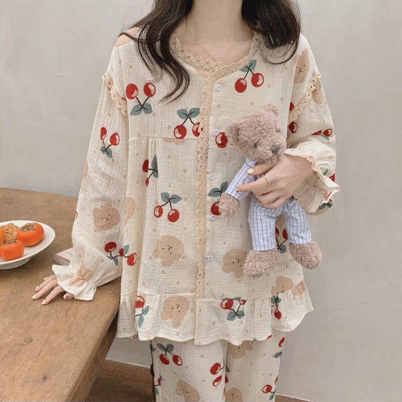 俞兆林睡衣女秋冬款长袖棉纱泡泡棉麻四季卡通休闲少女宽松家居服套装XL怎么样,好用不?
