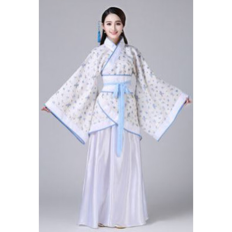 以舟紅樓夢服裝女童兒童演出服衣服古代古裝漢服表演賈寶玉紫娟林黛玉 林黛玉 M【160-165cm】
