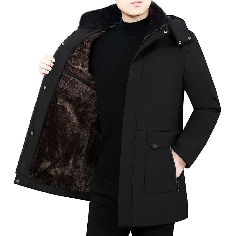 范世提男士棉衣男中老年棉袄男中长款外套冬季加绒加厚中年爸爸棉服