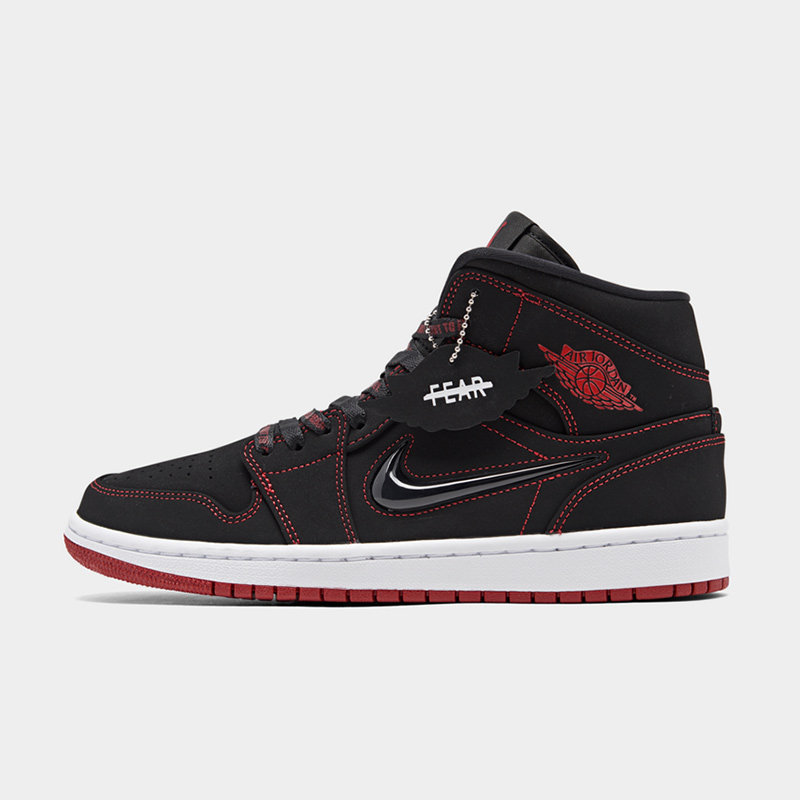 nike耐克aj官方舰店 air jordan 1 mid aj1 黑红男子潮流运动篮球鞋