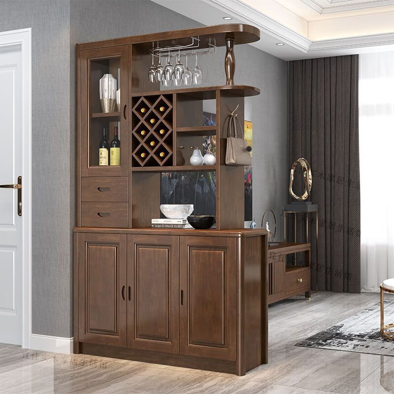 广东佛山家具 2023新款实木隔断柜客厅双面鞋柜玄关柜进门客厅柜 胡桃
