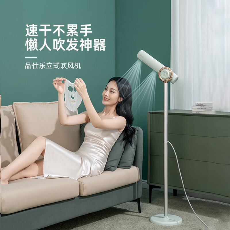 品仕乐立式电吹风机家用冷热恒温速干大功率负离子护发免手持双出风口无线遥控高颜值 薄荷绿（青春版）