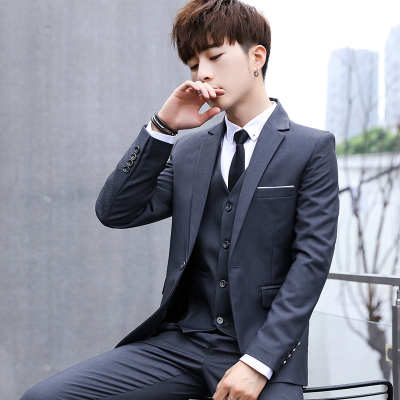 十八岁成人礼服男生男士西服套装韩版伴郎礼服青少年学生修身结婚正装