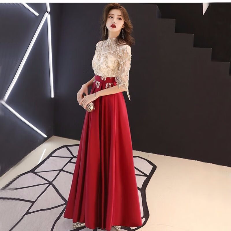 Radinka2025新款小晚禮服女安可拉紅長(zhǎng)款聚會(huì)連衣裙宴會(huì)主持人QQL 安可拉紅長(zhǎng)款 XS