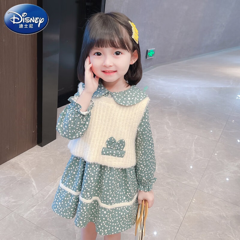 迪士尼(disney)女宝宝秋装洋装套装洋派1-2到3四岁可爱小女孩春秋裙子