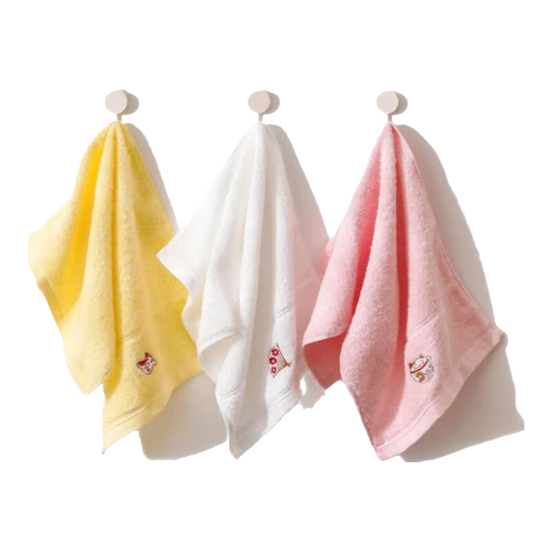 内野（UCHINO）纯棉毛巾家用日式刺绣儿童洗脸热敷小毛巾柔软3条装(鹿+熊猫+鳄)