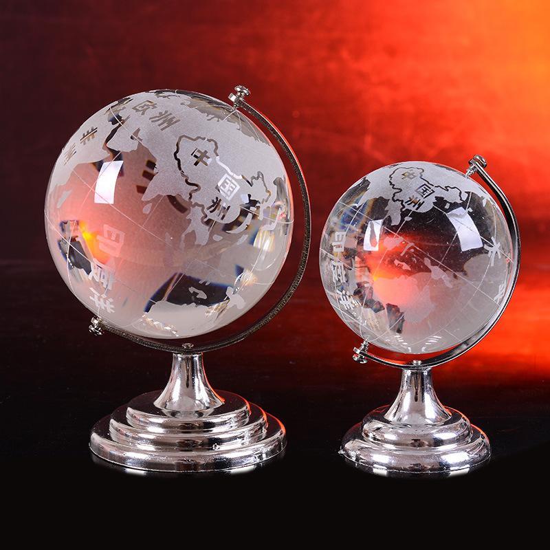 迷你地球仪摆件ins风透明水晶创意可爱桌面书桌装饰玻璃球送礼物 小号直径5厘米