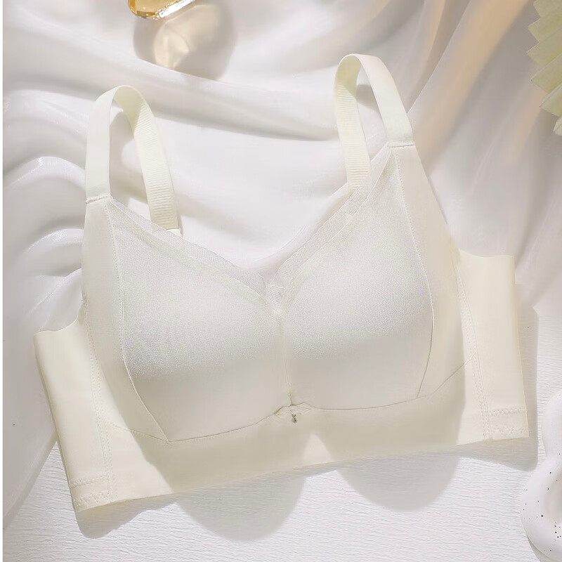 蕾丝小胸聚拢内衣收副乳防下垂无钢圈调整型法式内衣女 香槟 34b杯