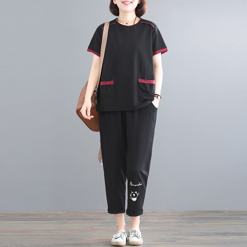 女装夏装中老年妈妈装夏季新款大码女装复古运动服套装中年休闲套装