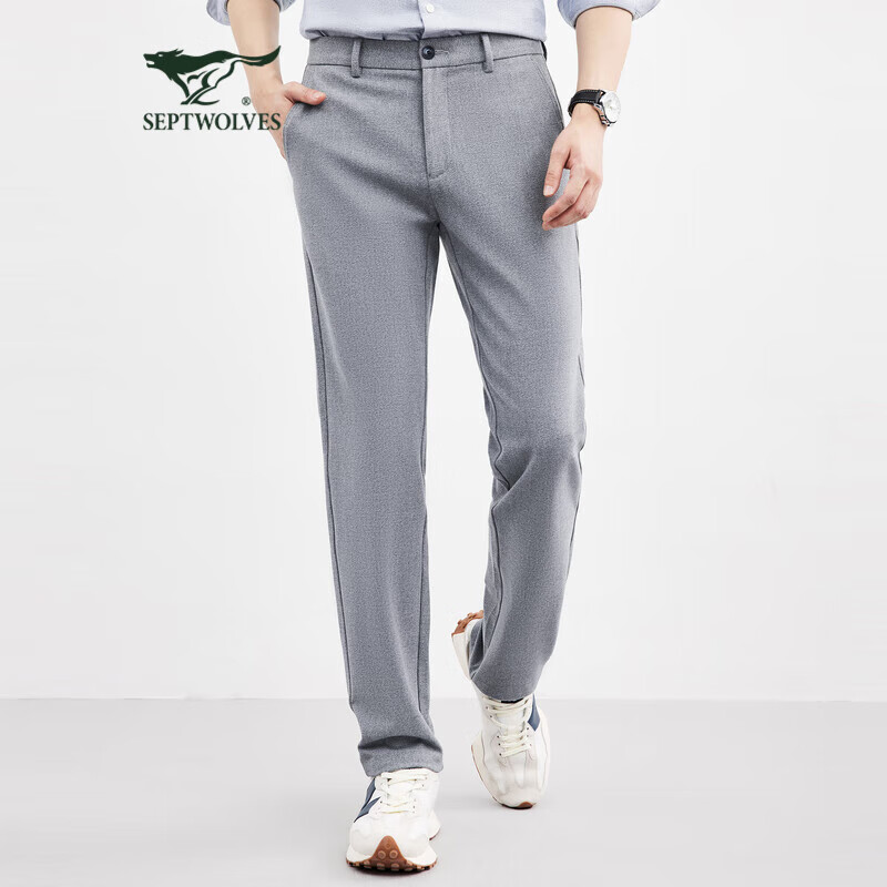 七匹狼（SEPTWOLVES）休闲裤秋季新款时尚休闲男装长裤弹力舒适易打理裤子 015(灰色) 31 A