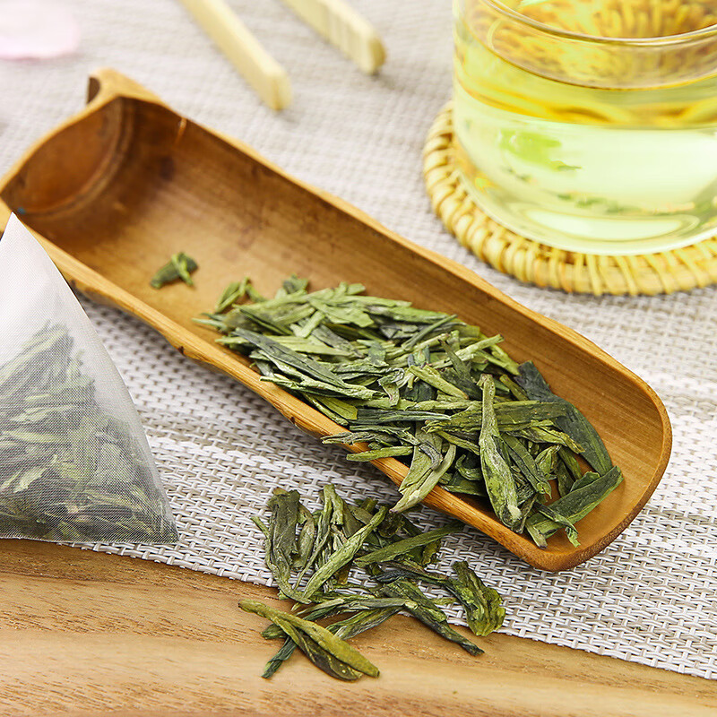 皇茅2023年茶叶龙井绿粮春茶 原叶袋泡绿茶叶三角茶包茶饮100包