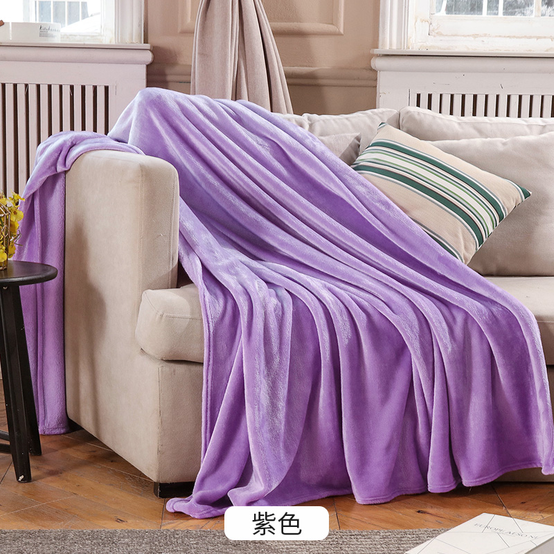 毯子100cm紫色法兰绒被子双面毕柯珊瑚毛毯