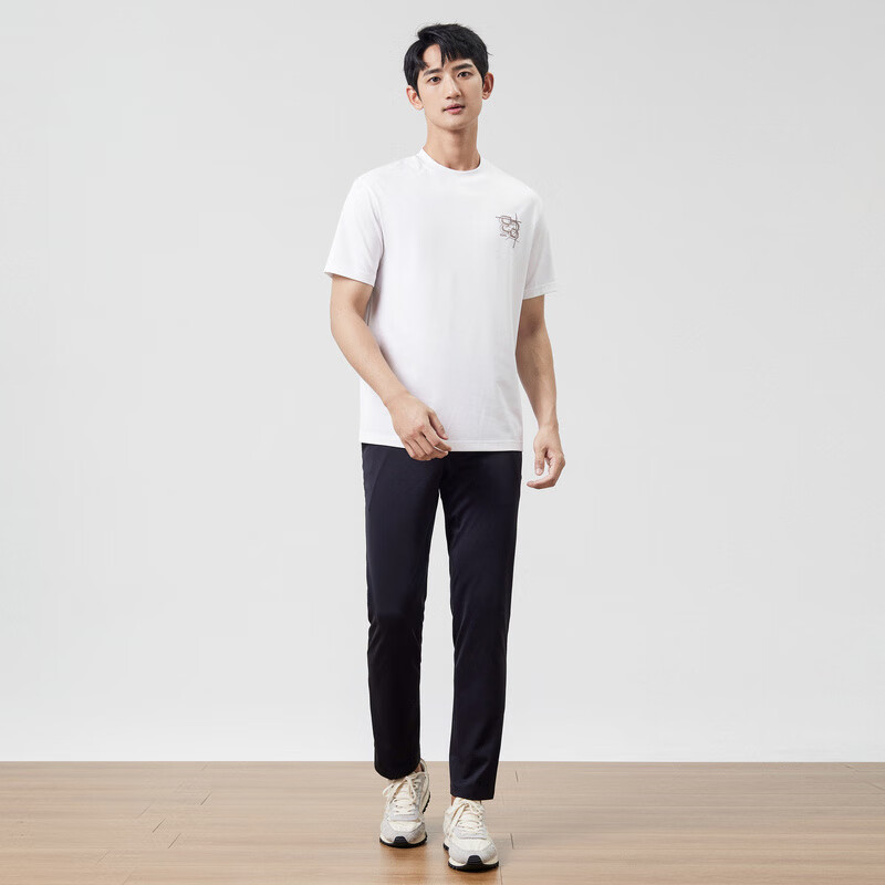 堡尼短袖男夏季薄轻商务男士休闲短袖T恤圆领白色t上衣男装LP211C12B 本白 185