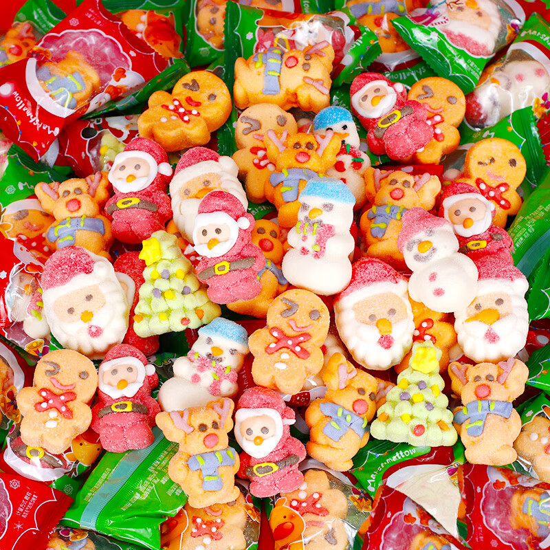 金稻谷（jindaogu）圣诞节糖果礼物创意棉花糖圣诞老人儿童零食生日礼物约46粒/513g