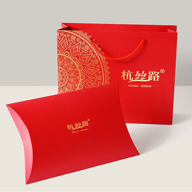 杭丝路真丝缎面印花小方巾100%桑蚕丝外搭披肩丝巾送妈妈生日礼物母亲节 烟霞染