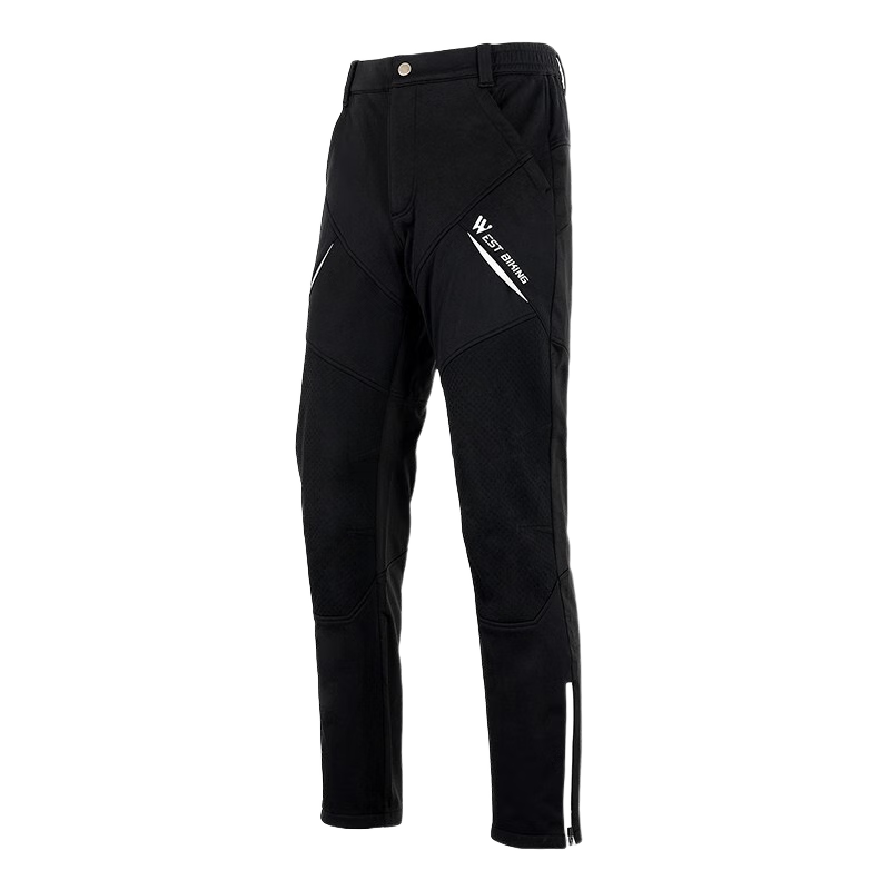 西騎者(WestBiking)騎行服秋冬季套裝男女款抓絨保暖衣服長袖長褲內(nèi)褲防風(fēng)防寒套裝 黑白褲子-防風(fēng)抓絨保暖 2XL