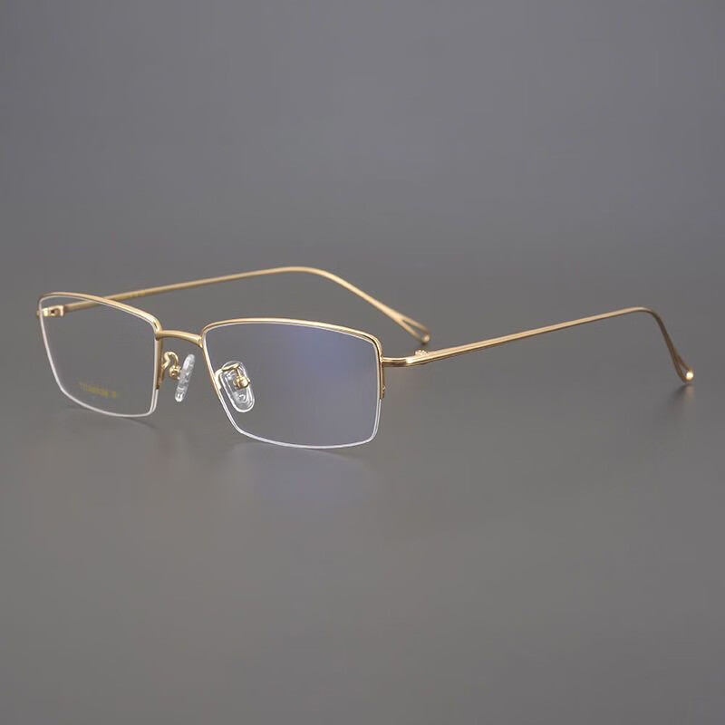 新款纯钛商务眼镜金丝眼镜框男女可配近视超轻纯钛眼镜 金色 单镜框