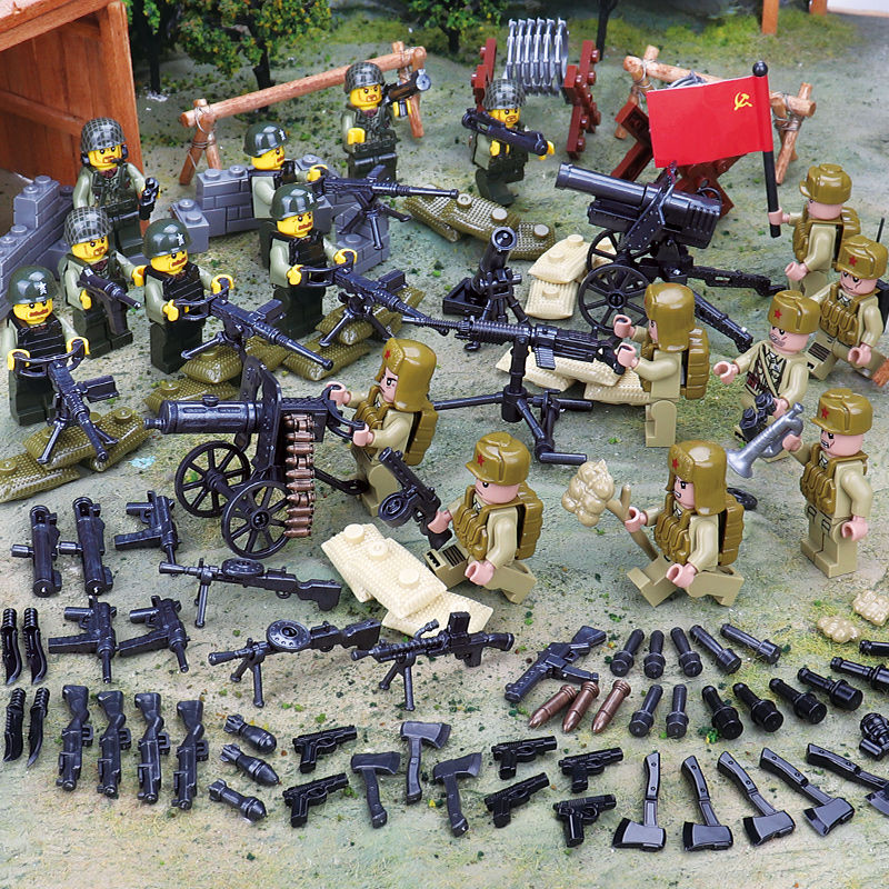 乐高男孩积木抗美援朝志愿军八路军红军拼装二战军事人仔玩具 抗美