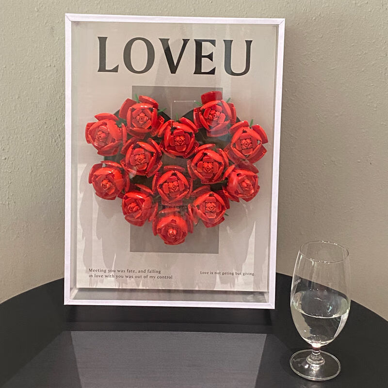 伟力邦宝兼容乐高女神玫瑰花积木永生花拼装饰花束花朵520diy情人节生