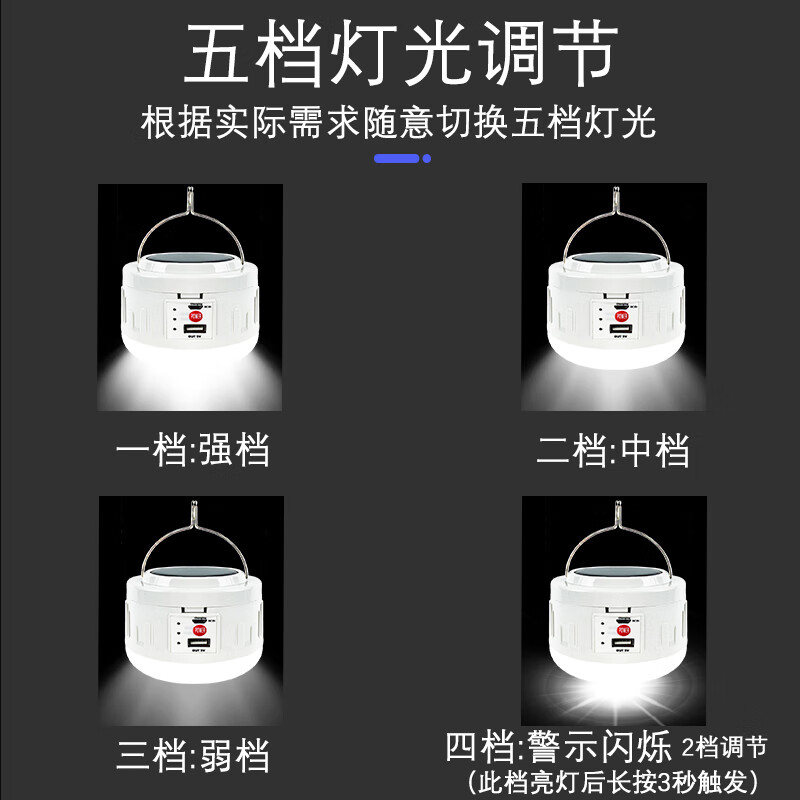 山色 露营充电灯泡LED应急照明灯户外太阳能充电宝夜市地摊营地帐篷灯 800W 3锂电丨50灯珠丨续航20小时