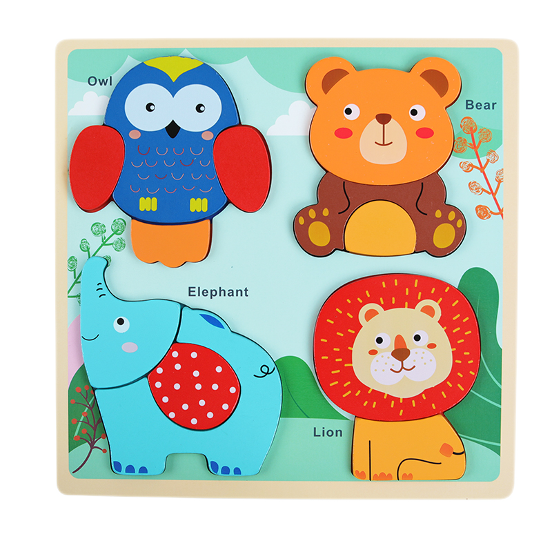 QZMTOY儿童拼图玩具拼板立体形状配对抓板婴幼儿宝宝早教启智玩具1-3岁 交通与动物(3D拼图2套)