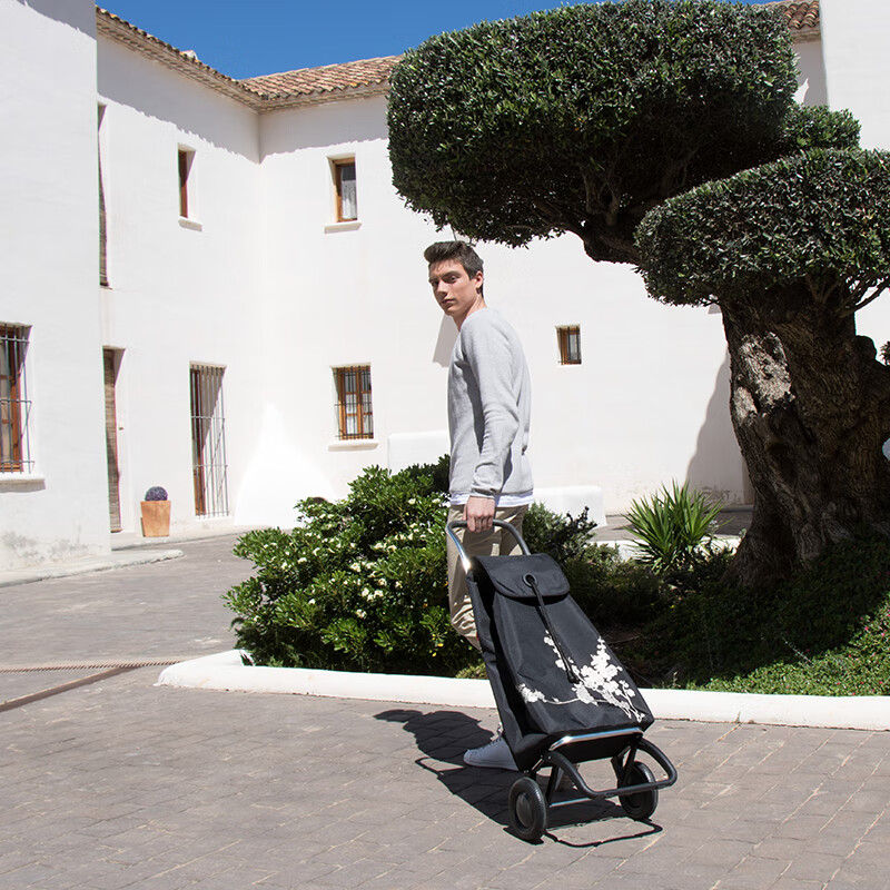 ROLSER西班牙进口全折叠购物车家庭用买菜车老人手拉车轻便拉杆车小拖车 全折叠蓝菱格43L推荐身高165以上