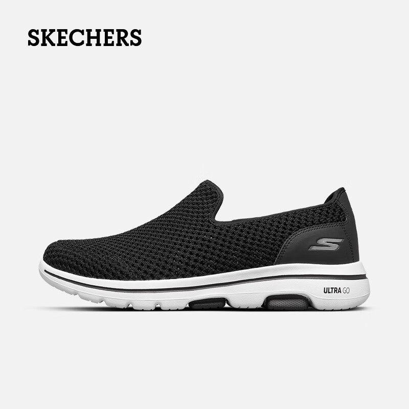 斯凯奇(skechers)夏季男鞋轻便缓震健步鞋舒适透气网面一脚蹬简约百搭