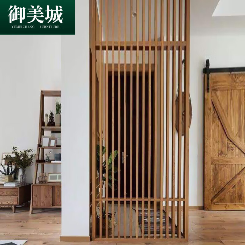 纵奕新中式木格栅日式实木客厅入户玄关房间卧室屏风隔断装饰镂空花格