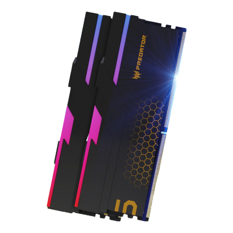 宏碁掠夺者（PREDATOR）48G(24G×2)套装 DDR5 6800频率 台式机内存条 Hermes冰刃系列 RGB灯条(C34) 石耀黑