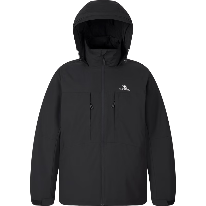 骆驼三合一羽绒服男女士秋冬季白鸭绒加厚保暖情侣外套城市轻户外 幻影黑 XL