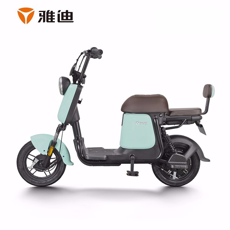雅迪yadea 新款锂电池q1 48v14ah电瓶车踏板代步电动自行车 奶油绿