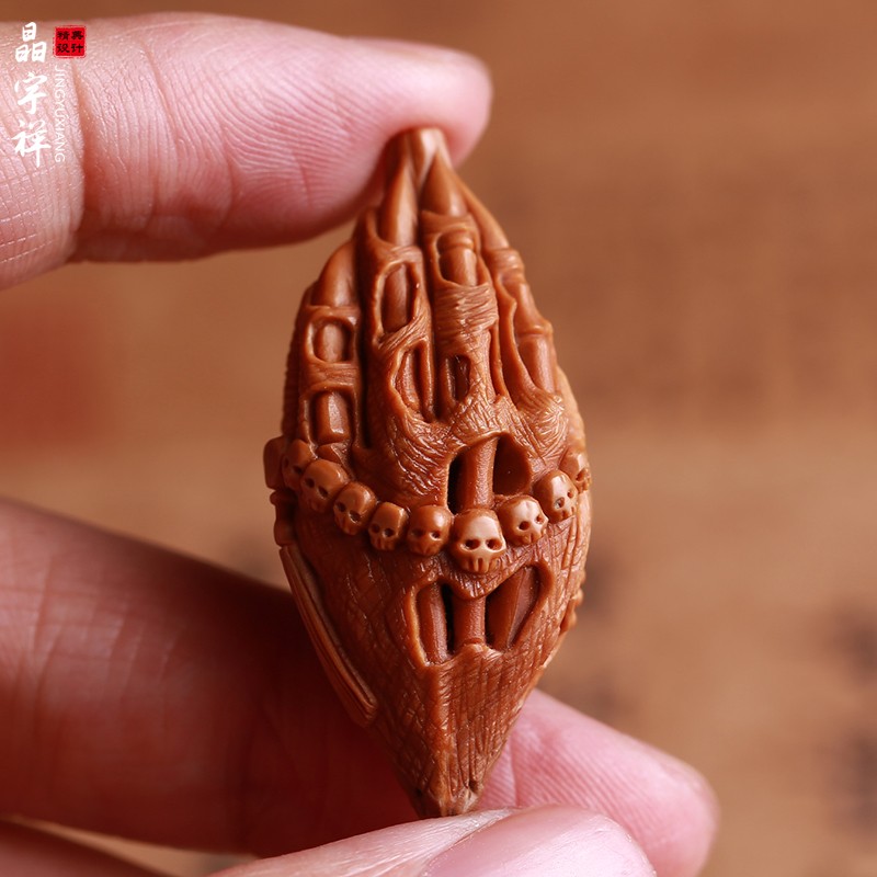 晶宇祥纯手工橄榄核佛手一念之间单籽橄榄胡核雕男女文玩吊坠挂件苏工