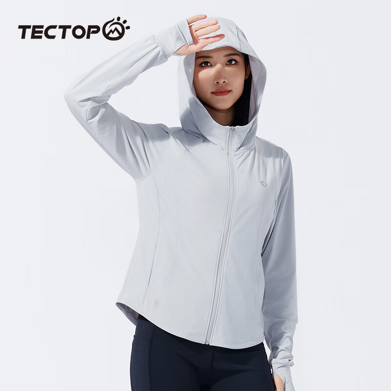 探拓（TECTOP）户外奶盖防晒衣女夏季冰丝凉感透气UPF200+防紫外线防蚊皮肤衣女 冰河灰 S