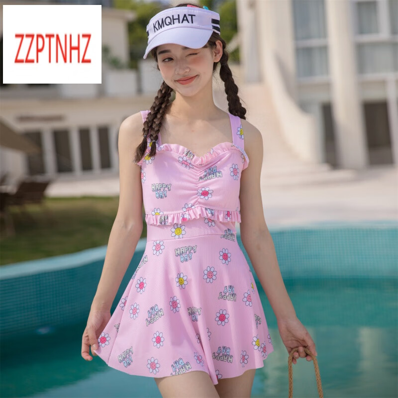 zzptnhz夏季新款儿童泳衣大童少女11-16岁小姐姐清新连体泳装温泉游泳