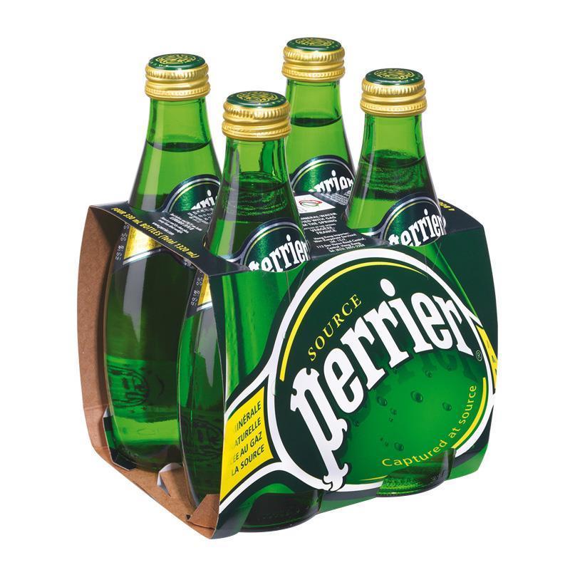 巴黎水法国Perrier苏打水巴黎水饮料330ml*4瓶气泡水矿泉水 330ml*4-原味玻璃瓶