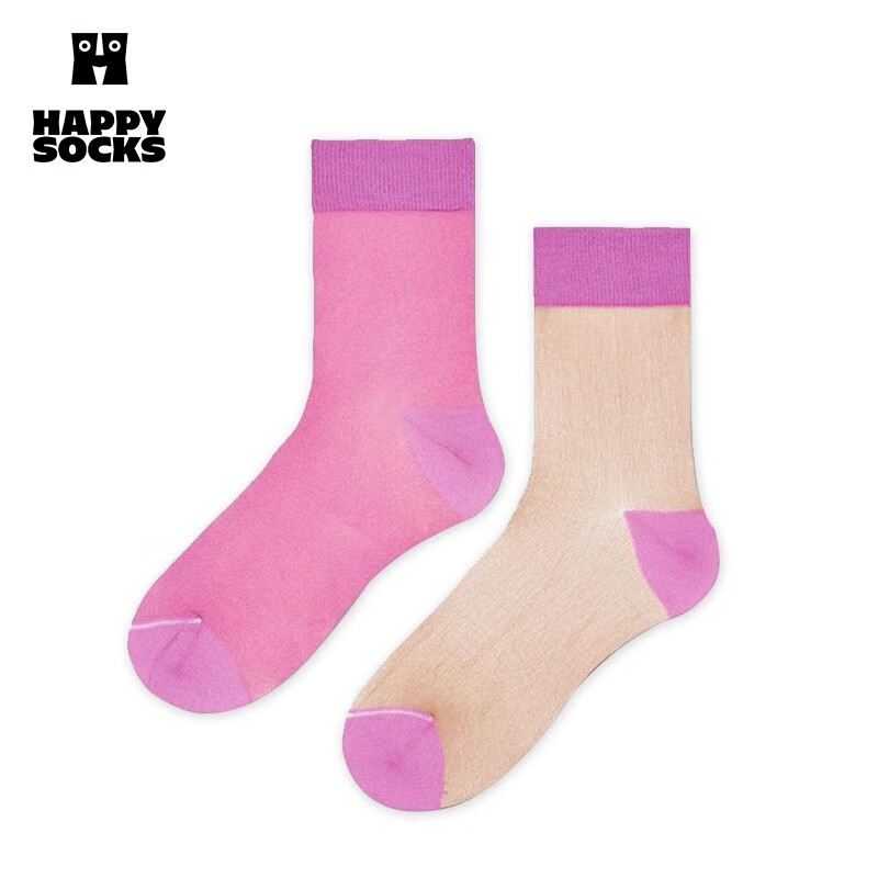 Happy Socksx 女神经系列秋冬款袜子女多巴胺纯色黑色中筒袜 甜美丁香 1双 M 36-38