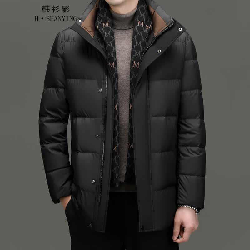 韩衫影（H·SHANYING）羽绒服男2023年冬季无帽男士防寒保暖时尚休闲鸭绒外套 黑色 XL使用感如何?