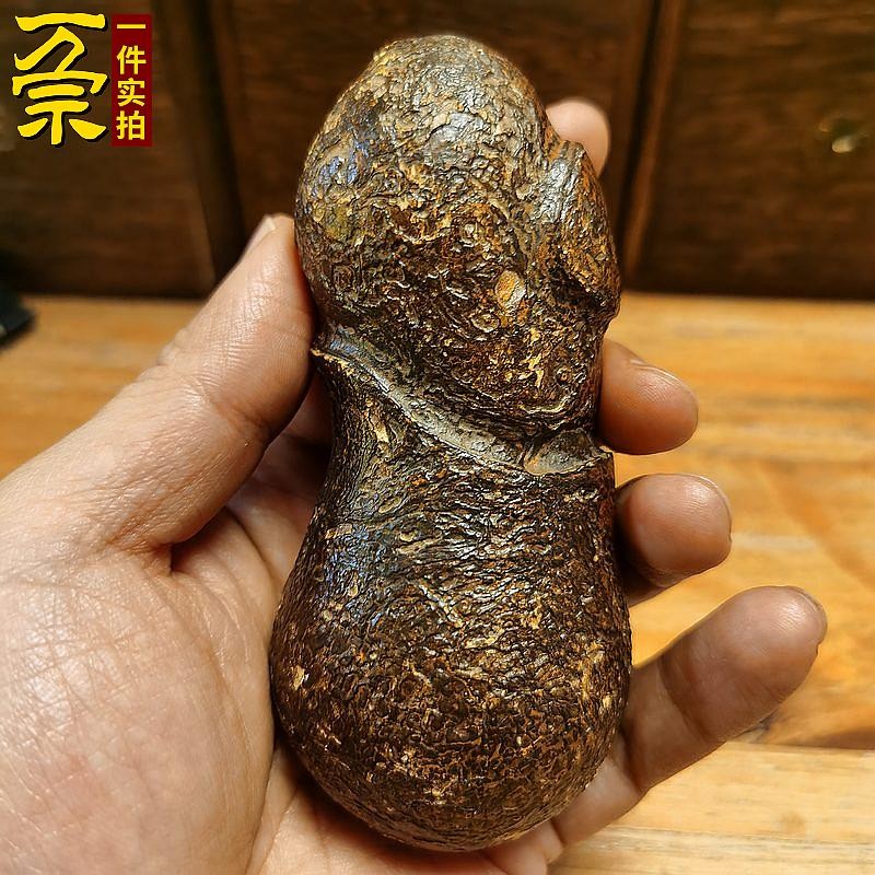 万宗象形佛玛瑙手把件戈壁天眼石天珠老皮包浆摆件手盘原石