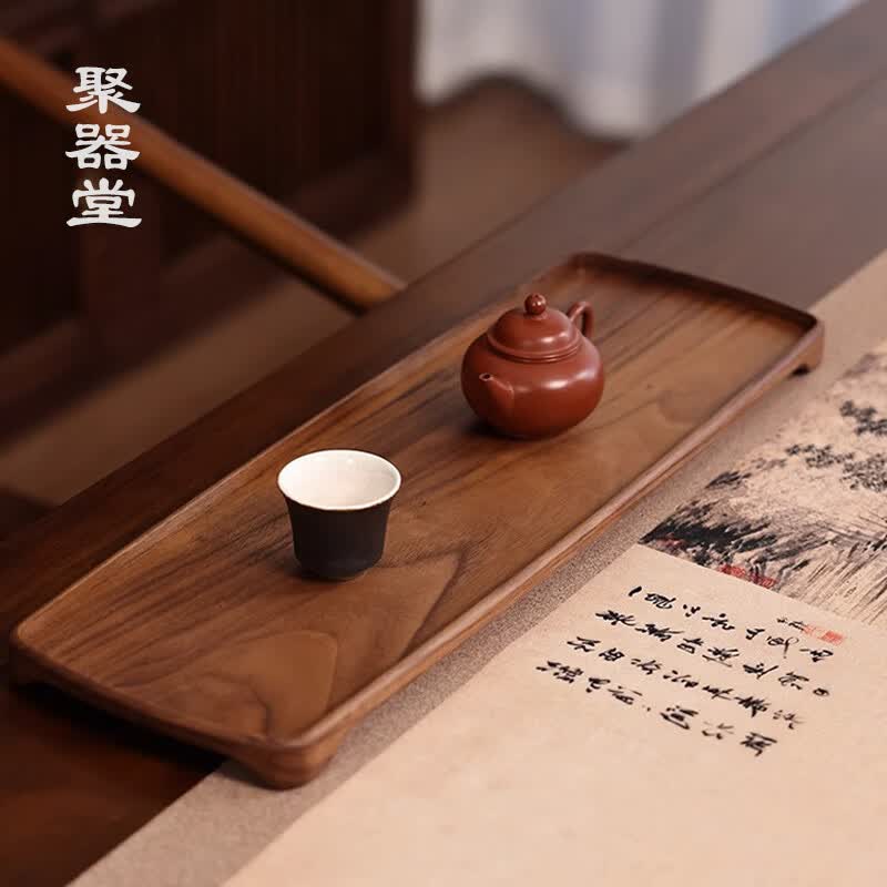 聚器堂干泡盘胡桃木 小型整块茶台 现代家用壶承 轻奢简约实木茶托盘 北美胡桃木干泡盘(大)