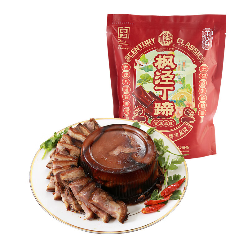 丁義興中華楓涇丁蹄多口味豬蹄醬肘子上海特產(chǎn)鹵味熟食蹄髈 袋裝琥珀丁蹄360g