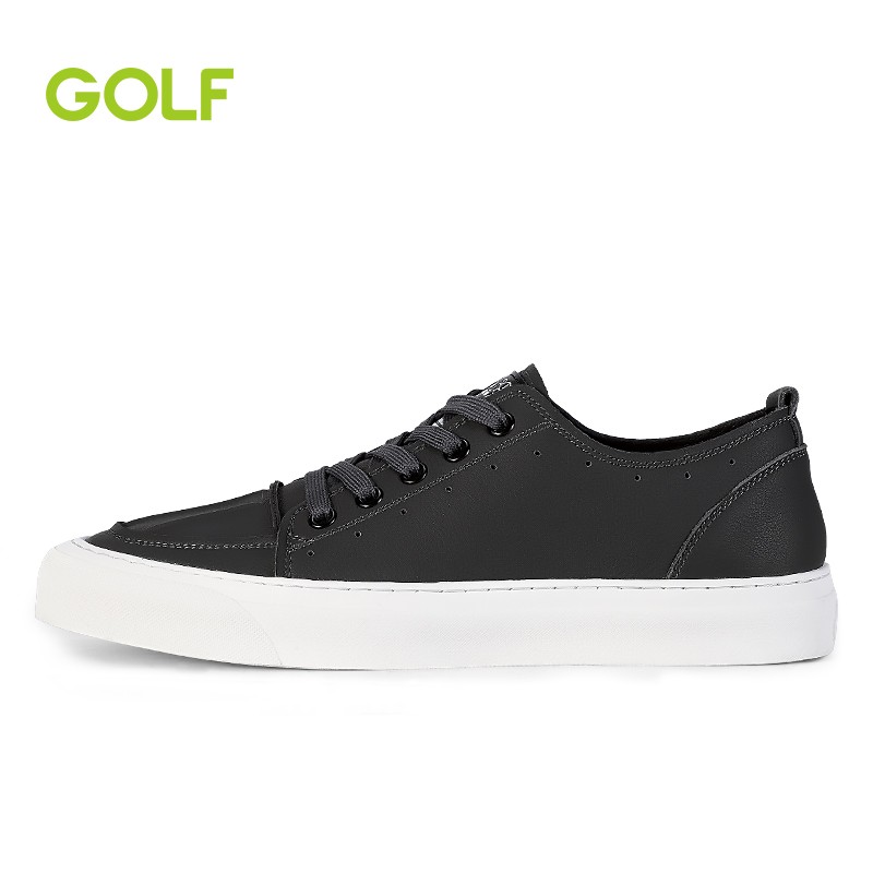 GOLF/高尔夫男鞋板鞋男韩版潮流透气休闲鞋系带个性青年鞋子 灰色 38