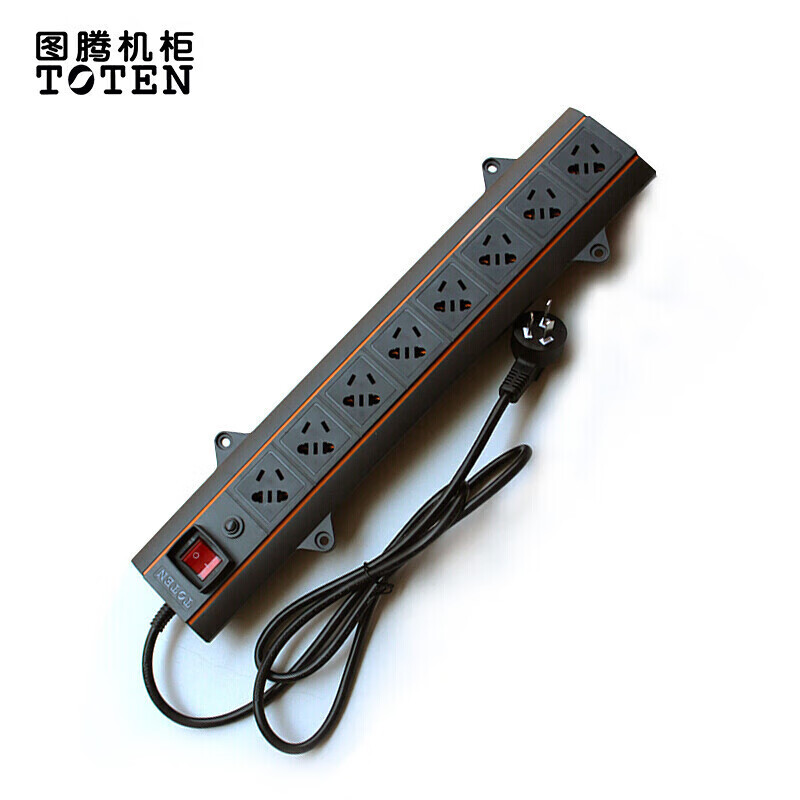 图腾19英寸机柜电源分配器/电源插座8位10a pdu电源 竖装 黑色