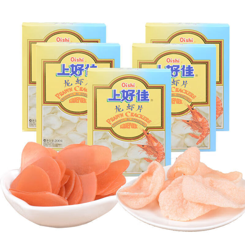 上好佳过年龙虾片盒装薯片零食自己炸油炸食品怀旧鲜虾片 200g*4盒