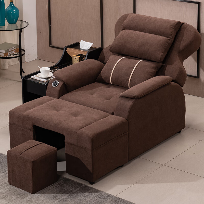 足疗沙发电动足浴沙发躺椅美甲沙发床美足按摩床洗浴中心休息床 咖色