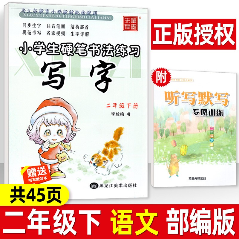写字课课练一二三四五六年级上册下册 部编人教版 李放鸣小学生字帖铅笔钢笔楷书正楷硬笔书法临摹练字帖 二年级下册 语文 部编版字帖