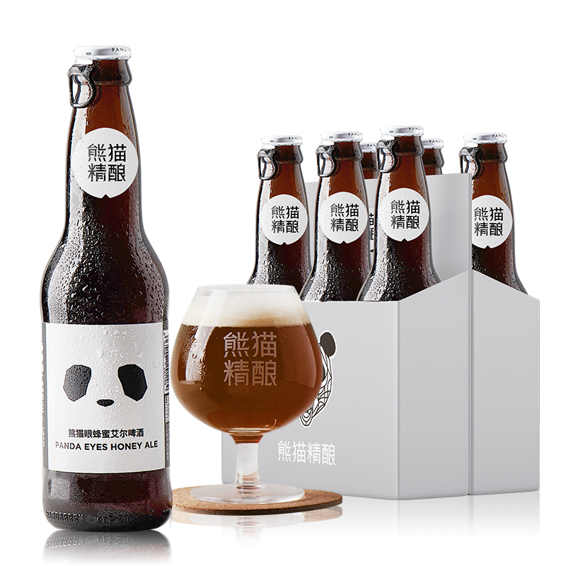 熊猫精酿熊猫眼蜂蜜艾尔国产精酿啤酒味道浓郁330ml*6玻璃瓶整箱