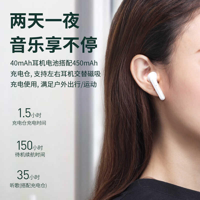 倍思（Baseus） 真无线蓝牙耳机迷你降噪半入耳式重低音双耳运动跑步听歌HIFI苹果华为小米W09 【白色】千元音效，强大续航，蓝牙5.0