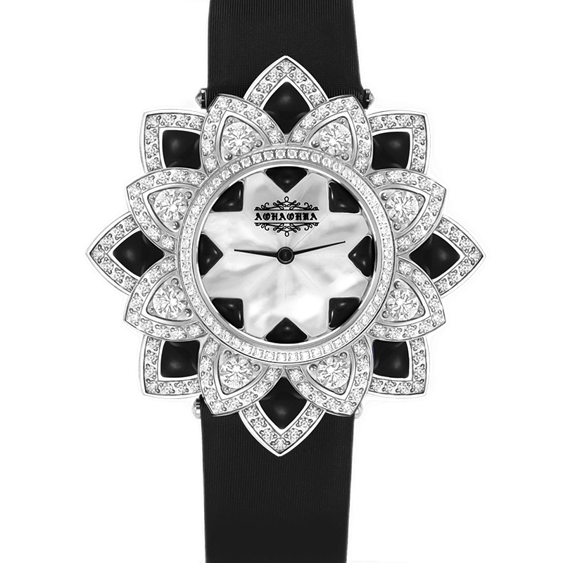 女镶钻时尚精致小巧网红同款名牌防水女士石英表贝母手表 鸢尾黑面