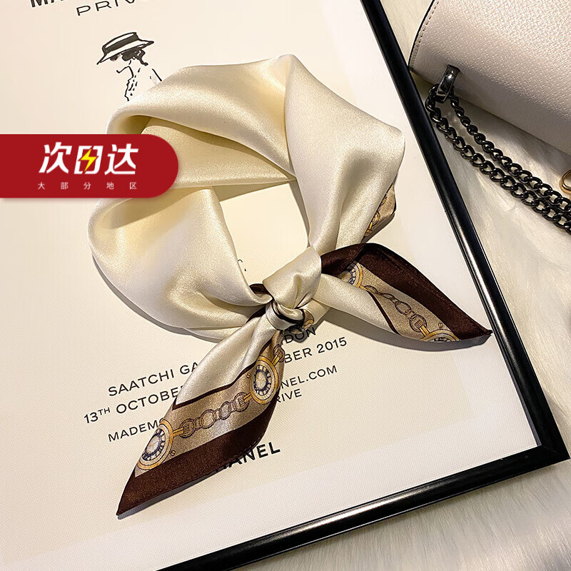 GIAVENTOLA真丝丝巾女小方巾100%桑蚕丝轻奢母亲节生日礼物送女生妈妈长辈 裸咖色 高级轻奢百搭实用礼盒装