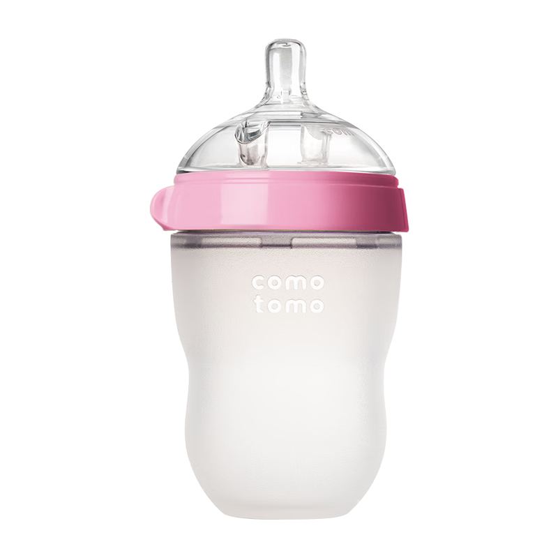 可么多么（como tomo）奶瓶嬰兒奶瓶新生兒斷奶仿母乳硅膠奶瓶3-6個(gè)月250ml粉